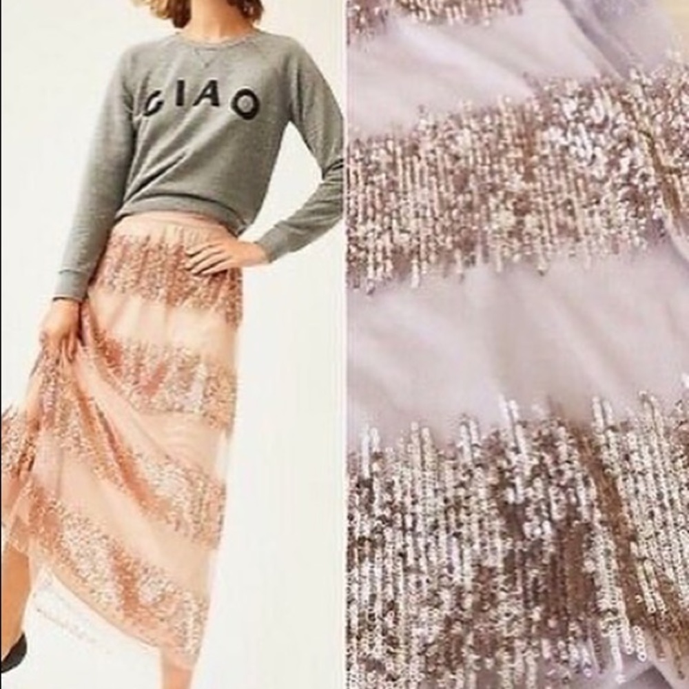 Anthropologie Eva Franco Revelry Skirt Sequin Midi 10 12 Free People Farm Rio - Picture 5 of 7